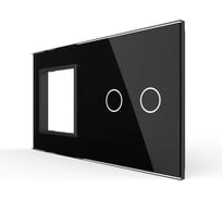 Панель для розетки и сенсорного выключателя LIVOLO 2 клавиши, цвет черный, стекло BB-C7-SR/C2-12