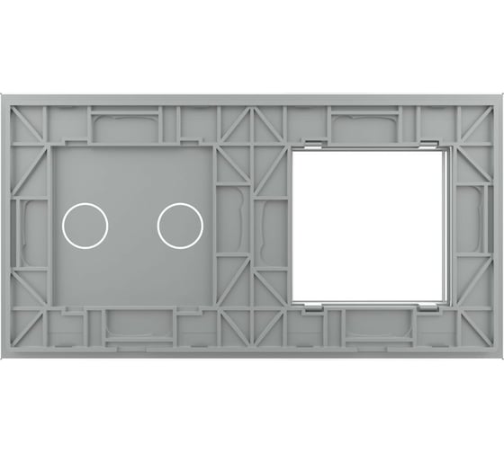 Панель для розетки и сенсорного выключателя LIVOLO 2 клавиши, цвет серый, стекло BB-C7-SR/C2-15