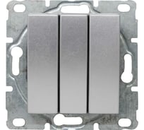 Выключатель Metronex Electric Exclusive Silver Metallic трехклавишный (без рамки) FVK000303SRB