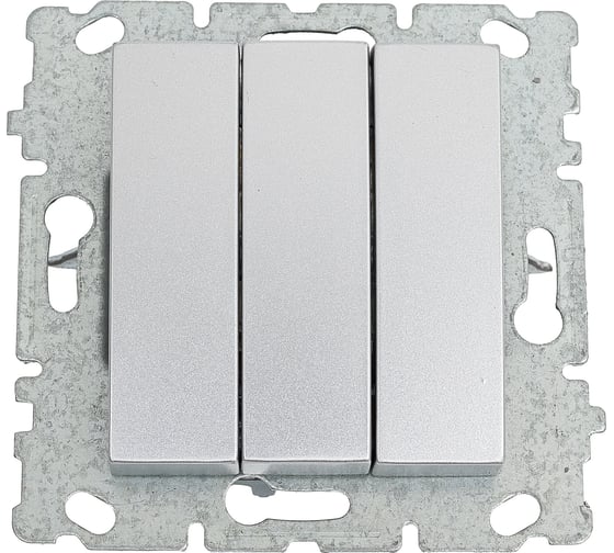 Выключатель Metronex Electric Exclusive Silver Metallic трехклавишный (без рамки) FVK000303SRB