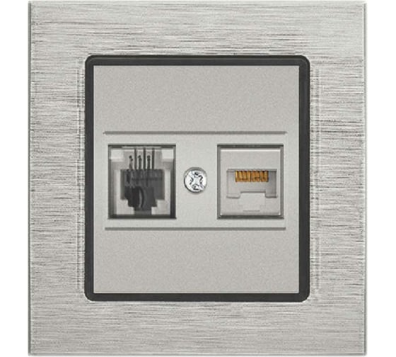 Розетка для сетевого кабеля Vesta Electric exclusive silver metallic lan + phone FRZMT040003SER