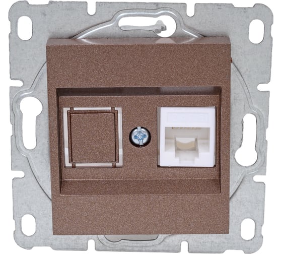 Розетка Vesta Electric exclusive champagne metallic для сетевого кабеля lan без рамки FRZCW030202BSH