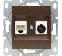 Розетка Metronex Electric Exclusive Champagne Metallic ТВ + сетевого кабеля LAN без рамки FRZ00050503BEL