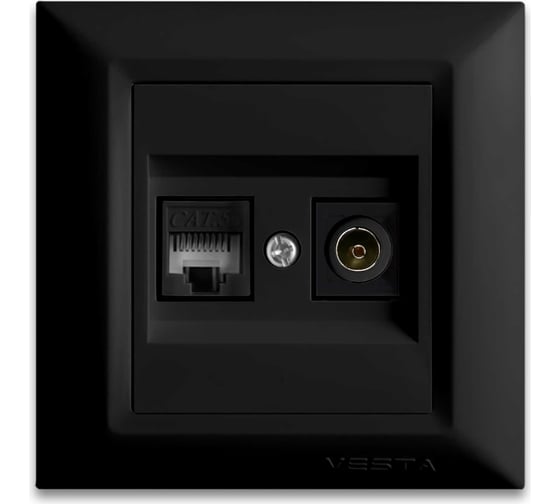 Розетка Vesta Electric roma для сетевого кабеля lan + tv двойная FRZMT010208CMT