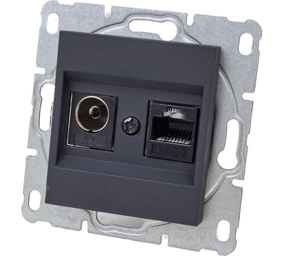 Розетка Vesta Electric roma для сетевого кабеля lan + tv двойная без рамки FRZMT010203CMT