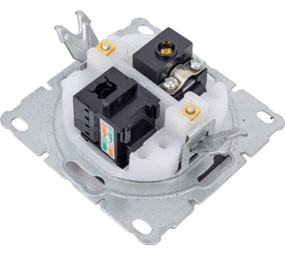 Розетка Vesta Electric roma для сетевого кабеля lan + tv двойная без рамки FRZMT010203CMT