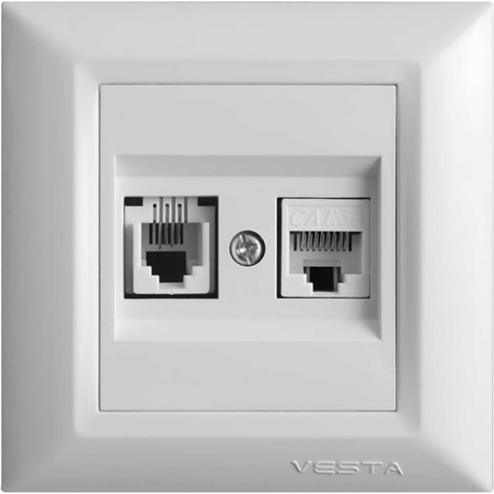 Двойная розетка Vesta Electric roma для сетевого кабеля lan + phone  FRZ00010204BEL - выгодная цена, отзывы, характеристики, фото - купить в  Москве и РФ