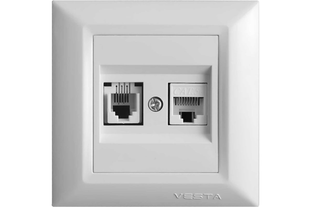 Двойная розетка Vesta Electric roma для сетевого кабеля lan + phone  FRZ00010204BEL