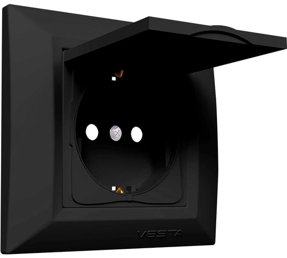 Розетка Vesta Electric roma одинарная с заземлением с крышкой FRZ00020105CMT