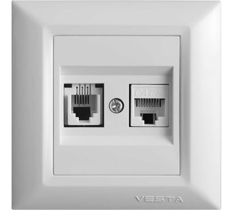 Двойная розетка Vesta Electric verona для сетевого кабеля lan + phone FRZ00020104BEL