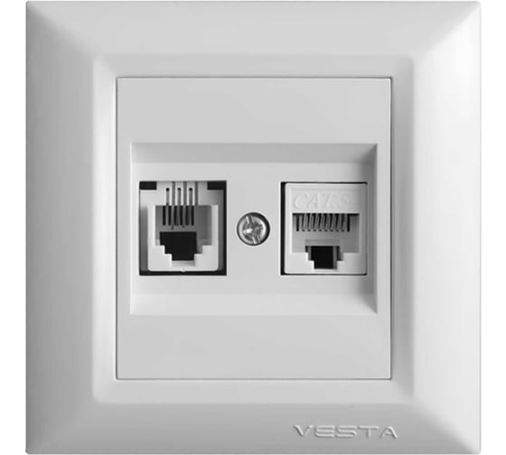 Двойная розетка Vesta Electric verona для сетевого кабеля lan + phone FRZ00020104BEL 1