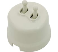 Кнопка Bironi (двухтумблерная), пластик, цвет слоновая кость B1-232-211-PB