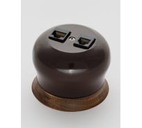 Розетка Bironi rj45 информационная двойная Фаберже, керамика, цвет коричневый B2-302-020/18