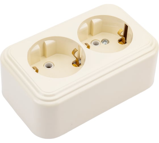 2-местная розетка STEKKER с заземляющим контактом, 250В, 16А, IP20, PST16-31-20 (RA 16-238-БЖ), слоновая кость 49056