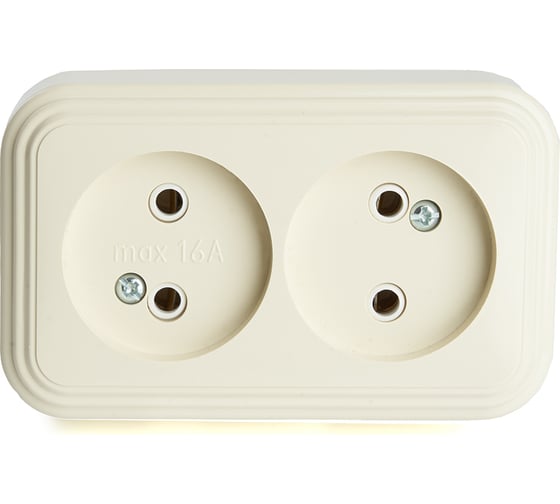 2-местная розетка STEKKER без заземляющего контакта, 250В, 16А, IP20, PST16-30-20 (RA 16-237-БЖ), слоновая кость 49057