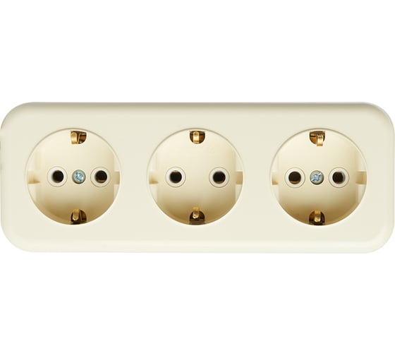3-местная розетка STEKKER с заземляющим контактом, 250В, 16А, IP20, PST16-51-20 (RA 16-343-БЖ), слоновая кость 49054