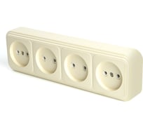 4-местная розетка STEKKER без заземляющего контакта, 250В, 16А, IP20, PST16-60-20 (RA 16-464-БЖ), слоновая кость 49053