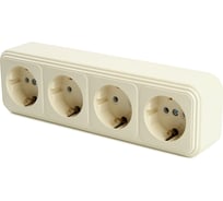 4-местная розетка STEKKER с заземляющим контактом, 250В, 16А, IP20, PST16-61-20 (RA 16-466-БЖ), слоновая кость 49052