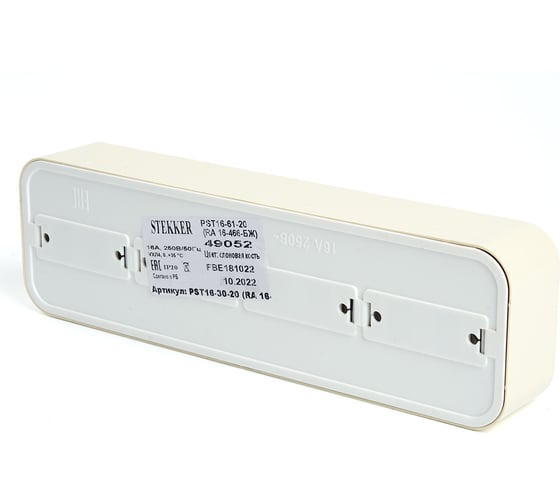 4-местная розетка STEKKER с заземляющим контактом, 250В, 16А, IP20, PST16-61-20 (RA 16-466-БЖ), слоновая кость 49052