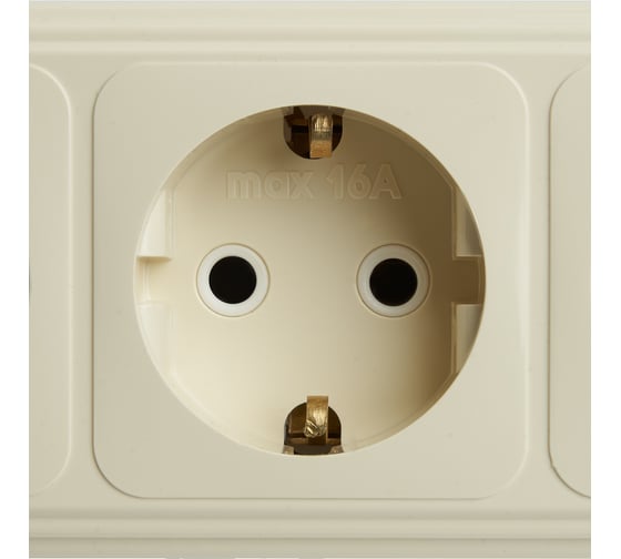 4-местная розетка STEKKER с заземляющим контактом, 250В, 16А, IP20, PST16-61-20 (RA 16-466-БЖ), слоновая кость 49052