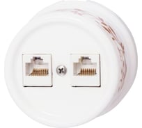 Розетка Bironi rj45 информационная двойная, керамика, цвет белый, декор d6/2 B1-302-01-D6/2