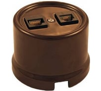 Розетка Bironi rj45 информационная двойная, керамика, цвет коричневый B1-302-02
