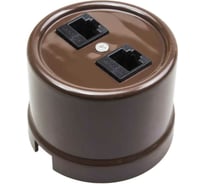 Розетка Bironi rj45 информационная двойная, пластик, цвет коричневый B1-302-22