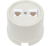 Розетка Bironi rj45 информационная двойная, пластик, цвет слоновая кость B1-302-211 23790621