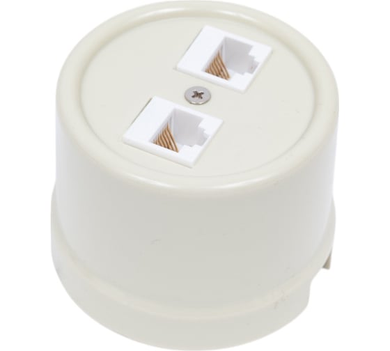 Розетка Bironi rj45 информационная двойная, пластик, цвет слоновая кость B1-302-211
