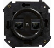 Розетка Bironi двойная компьютерная механизм+ накладка, цвет черный (скрытый монтаж) B3-302-23