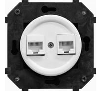 Розетка Bironi двойная компьтерная механизм + накладка, цвет белый (скрытый монтаж) B3-302-21