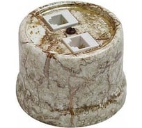 Розетка Bironi компьютерная rj45 cat.5е, двойная, фаберже, керамика, цвет мрамор золото B2-302-090/18