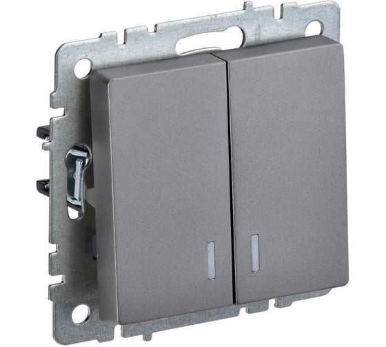 2-клавишный выключатель IEK Brite с индикацией 10а вс10-2-1-брс сталь BR-V20-1-10-K46