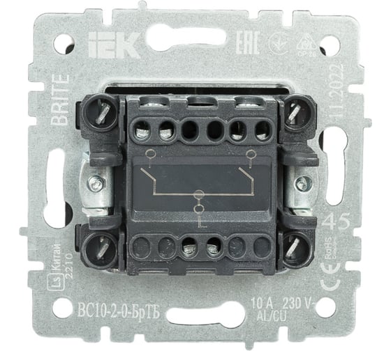 2-клавишный выключатель IEK Brite 10а вс10-2-0-бртб темная бронза BR-V20-0-10-K45