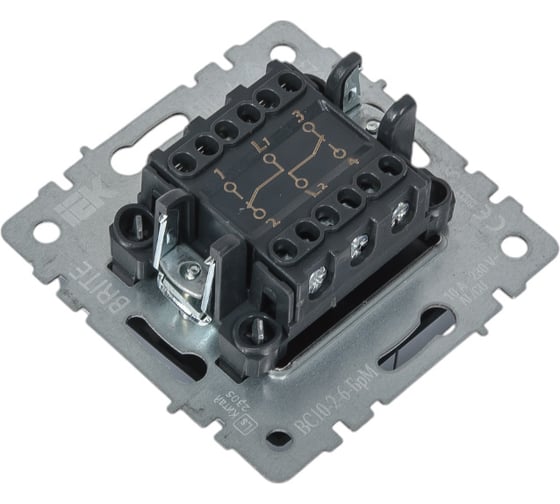 Проходной 2-клавишный выключатель IEK Brite 10а вс10-2-6-брм маренго BR-V22-0-10-K35