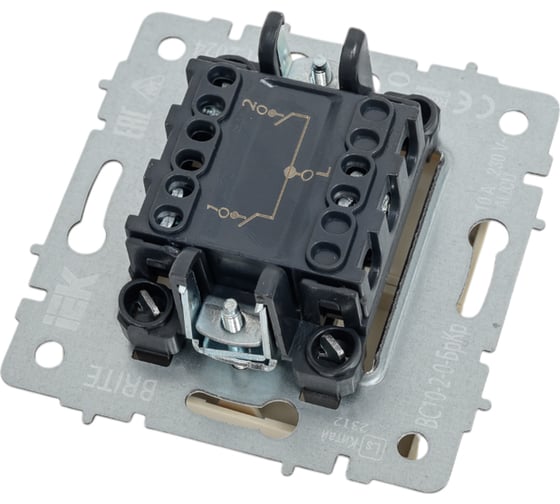 2-клавишный выключатель IEK Brite 10а вс10-2-0-бркр бежевый BR-V20-0-10-K10