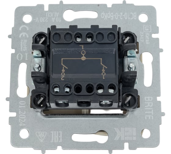 2-клавишный выключатель IEK Brite 10а вс10-2-0-бркр бежевый BR-V20-0-10-K10