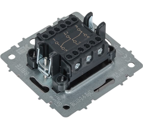 Проходной 2-клавишный выключатель IEK Brite 10а вс10-2-6-брс сталь BR-V22-0-10-K46