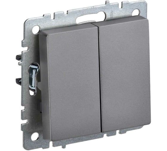 Проходной 2-клавишный выключатель IEK Brite 10а вс10-2-6-брс сталь BR-V22-0-10-K46