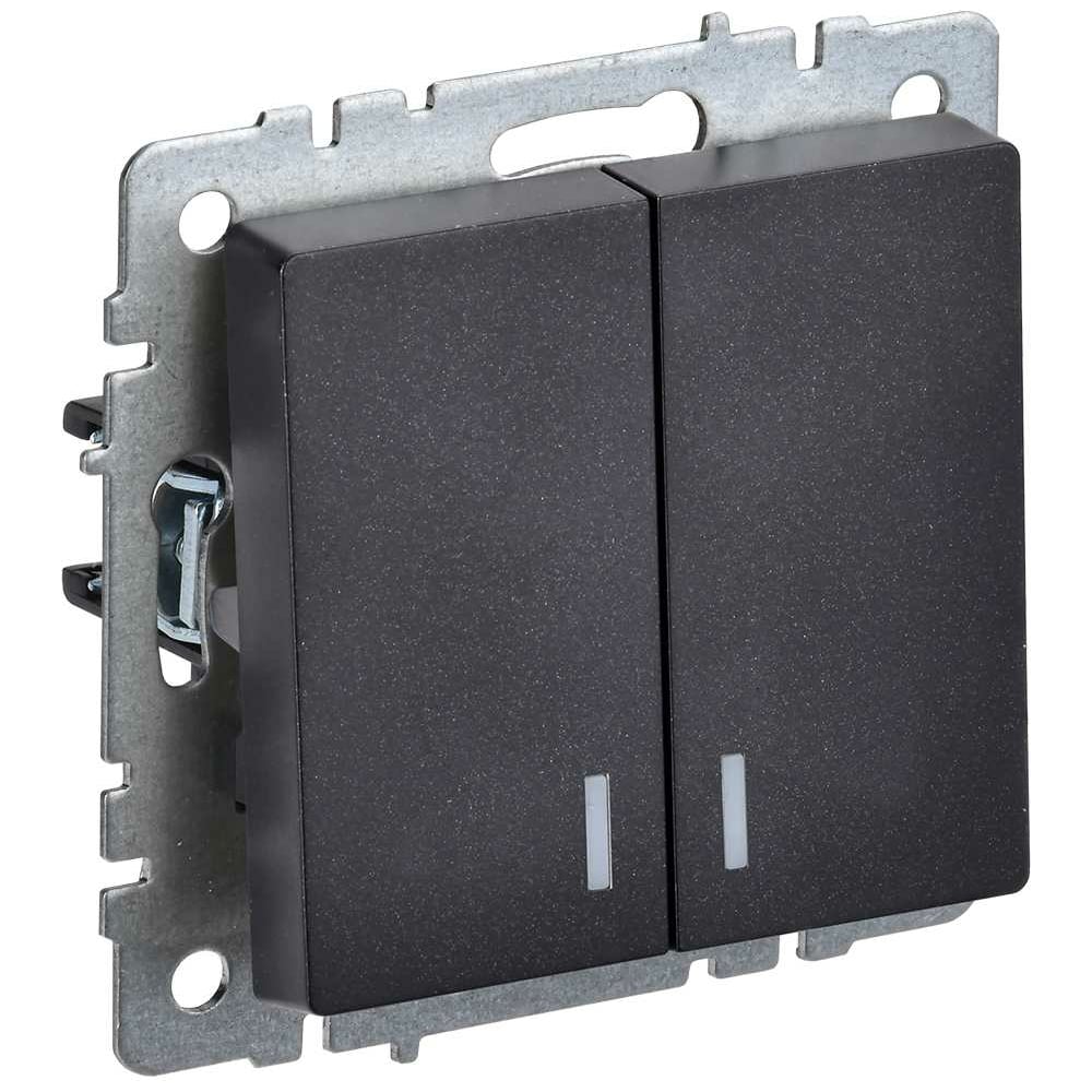 2-клавишный выключатель IEK Brite с индикацией 10а вс10-2-1-брч черный ...