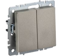 Проходной 2-клавишный выключатель IEK Brite 10а вс10-2-6-брш шампань BR-V22-0-10-K37