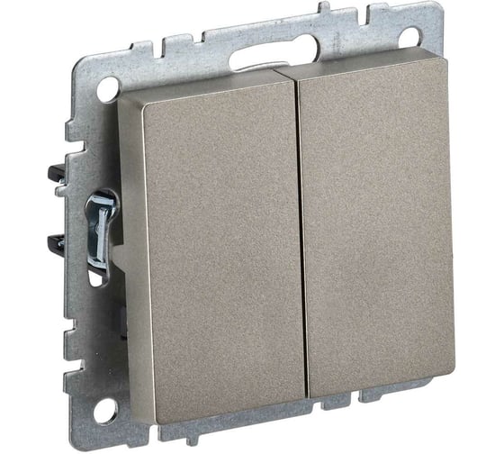 Проходной 2-клавишный выключатель IEK Brite 10а вс10-2-6-брш шампань BR-V22-0-10-K37 1