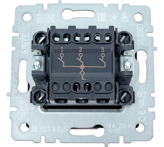 3-клавишный выключатель IEK Brite 10а вс10-3-0-брч черный BR-V30-0-10-K02