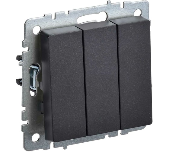 3-клавишный выключатель IEK Brite 10а вс10-3-0-брч черный BR-V30-0-10-K02