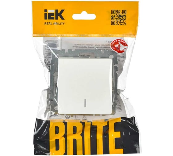 1-клавишный выключатель IEK Brite с индикацией 10а вс10-1-1-брб белый BR-V10-1-10-K01