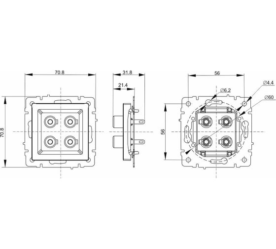 4-местная аудиорозетка IEK Brite ра10-брч черный BR-S40-K02