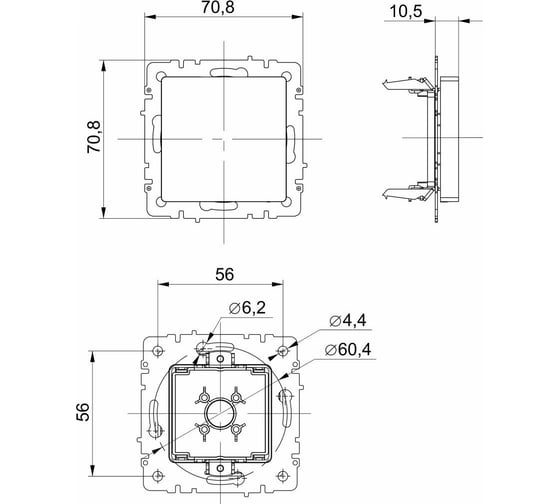Заглушка с суппортом IEK Brite мз10-брч черный BR-PL10-K02