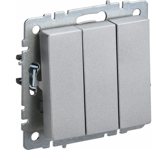 3-клавишный выключатель IEK Brite 10а вс10-3-0-бра алюминий BR-V30-0-10-K47 1