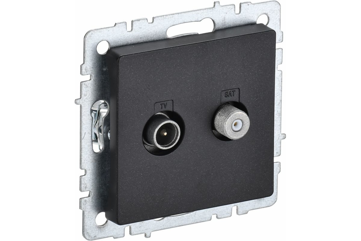 Двойная розетка IEK Brite tv+sat ртв/рсп12-брч черный BR-AF20-O-K02 ...