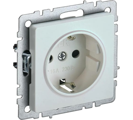 1-местная розетка IEK Brite рс14-1-0-брж с заземлением, с защитными шторками, 16А, жемчуг BR-R14-16-K36